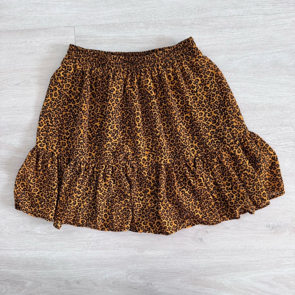Michael Kors Leopard Skirt Womens XS Smocked Waist Lined